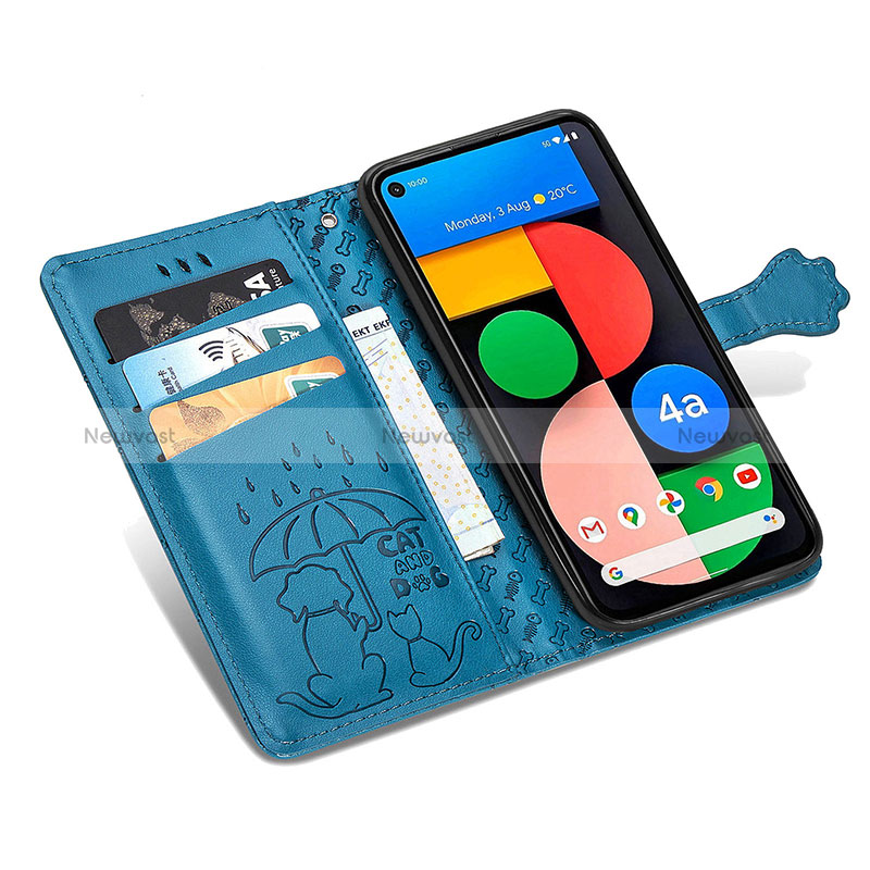 Leather Case Stands Fashionable Pattern Flip Cover Holder S05D for Google Pixel 5