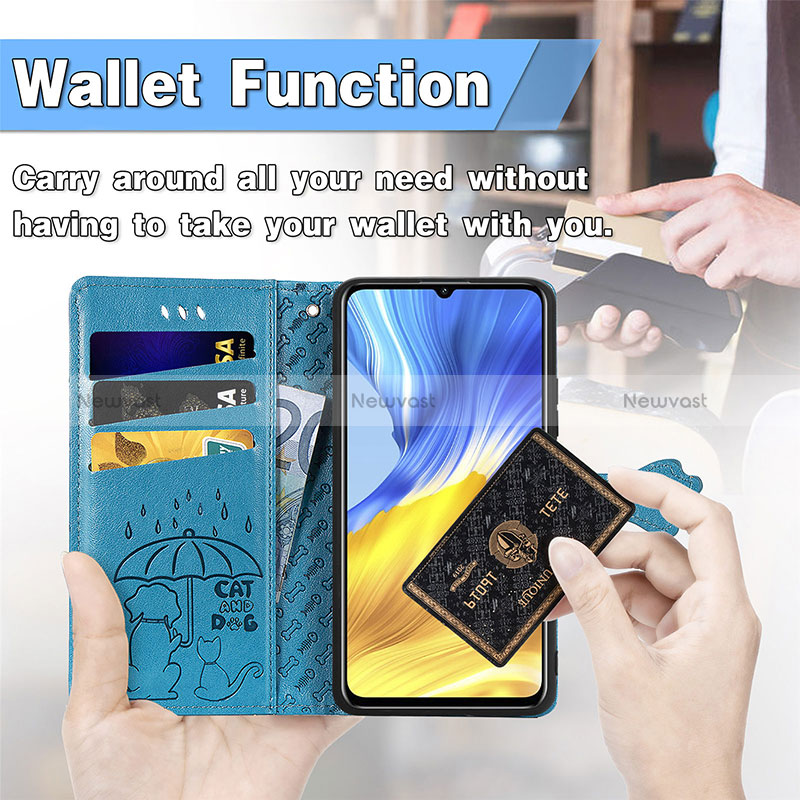 Leather Case Stands Fashionable Pattern Flip Cover Holder S05D for Huawei Honor X10 Max 5G