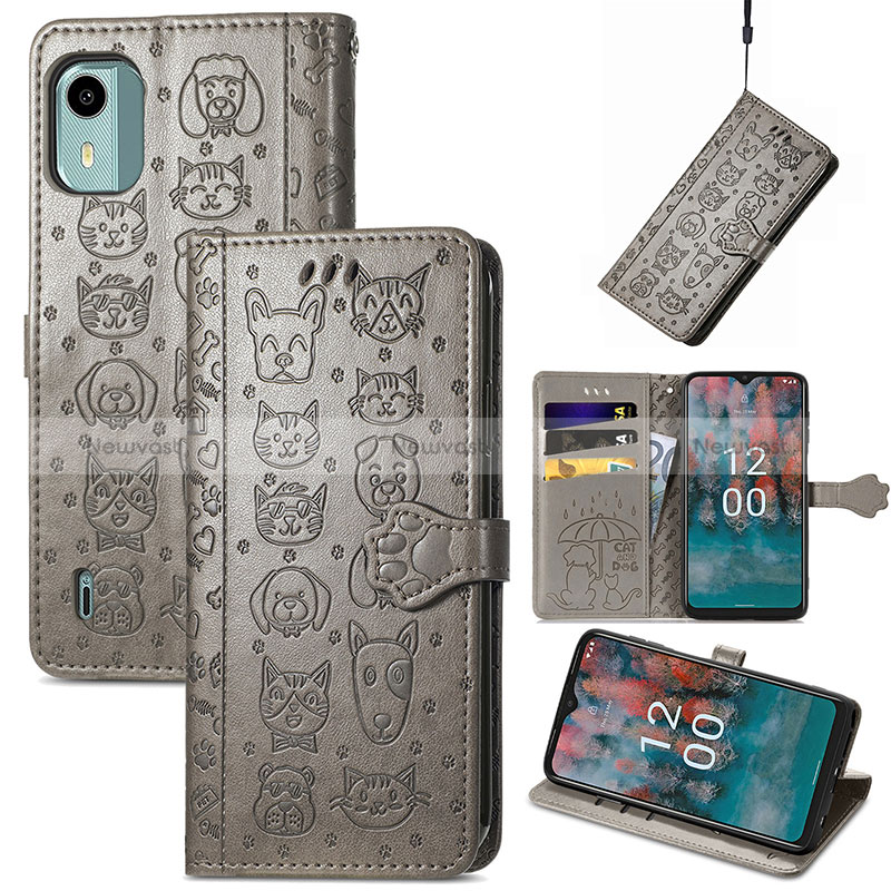 Leather Case Stands Fashionable Pattern Flip Cover Holder S05D for Nokia C12