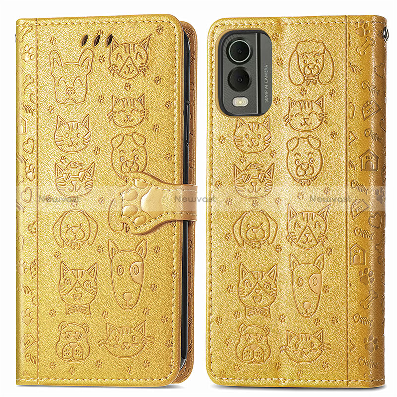 Leather Case Stands Fashionable Pattern Flip Cover Holder S05D for Nokia C32
