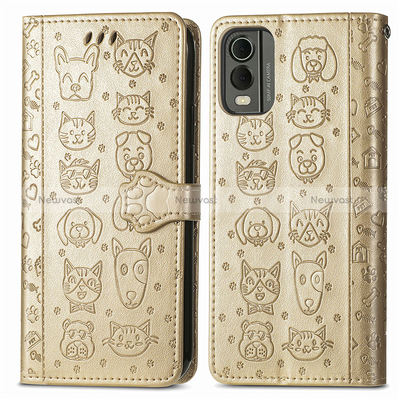 Leather Case Stands Fashionable Pattern Flip Cover Holder S05D for Nokia C32