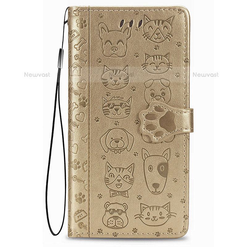 Leather Case Stands Fashionable Pattern Flip Cover Holder S05D for Samsung Galaxy S21 FE 5G Gold