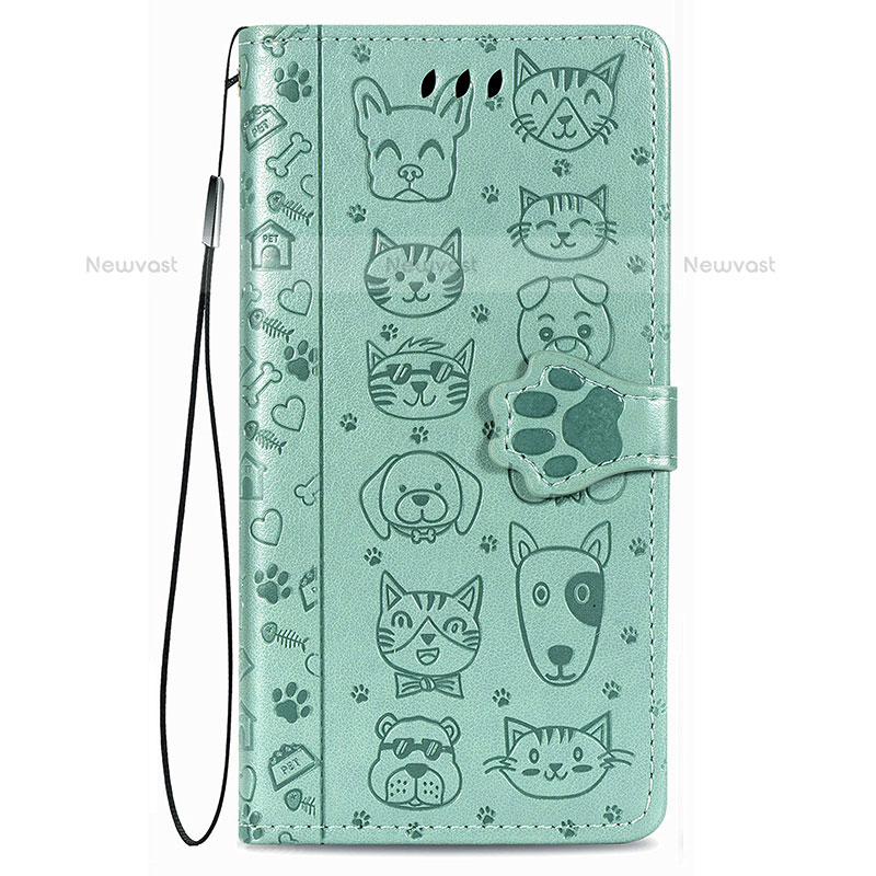Leather Case Stands Fashionable Pattern Flip Cover Holder S05D for Samsung Galaxy S21 FE 5G Green