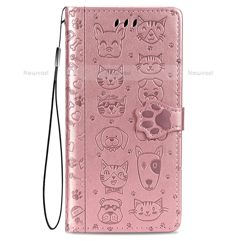 Leather Case Stands Fashionable Pattern Flip Cover Holder S05D for Samsung Galaxy S21 Plus 5G Pink