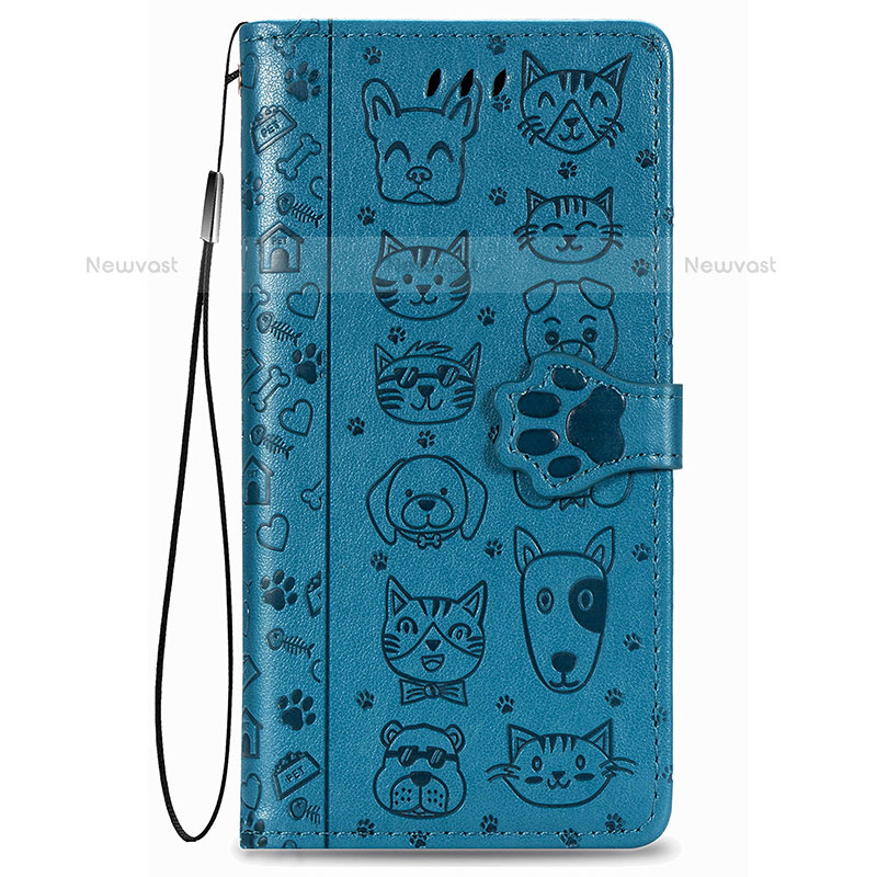 Leather Case Stands Fashionable Pattern Flip Cover Holder S05D for Samsung Galaxy S22 5G Blue