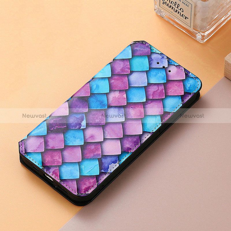 Leather Case Stands Fashionable Pattern Flip Cover Holder S06D for Huawei Honor 9X Purple