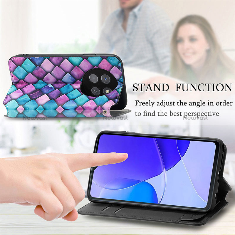 Leather Case Stands Fashionable Pattern Flip Cover Holder S06D for Huawei Nova Y91