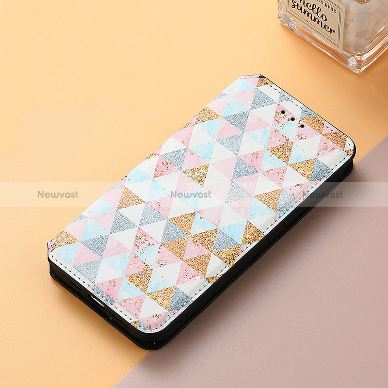 Leather Case Stands Fashionable Pattern Flip Cover Holder S06D for Huawei Nova Y91 White