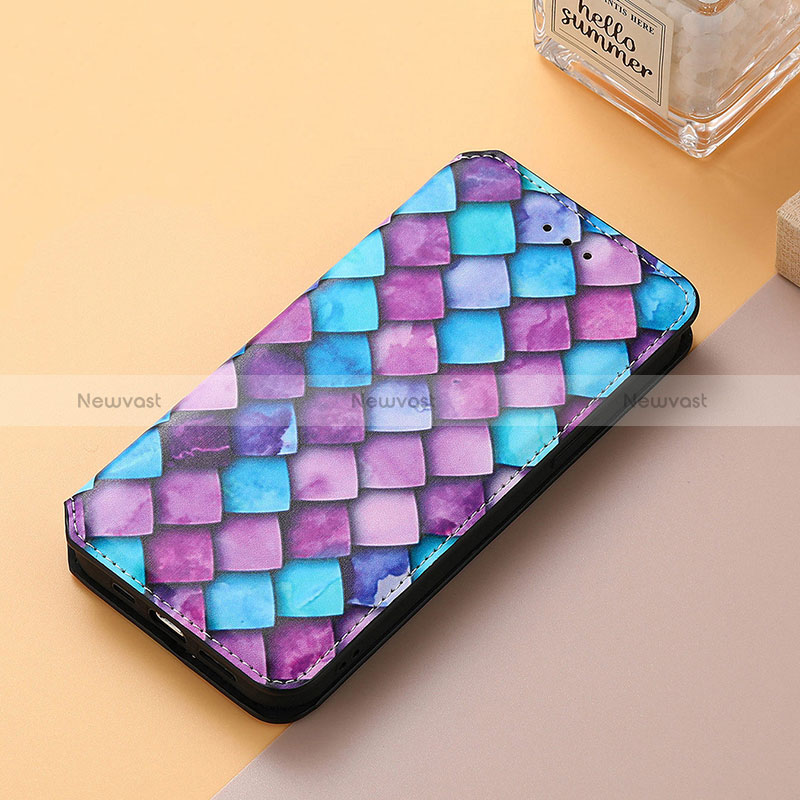 Leather Case Stands Fashionable Pattern Flip Cover Holder S06D for Oppo Find X6 5G Purple