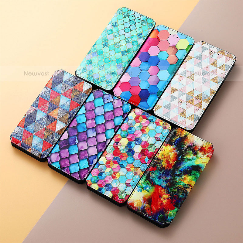 Leather Case Stands Fashionable Pattern Flip Cover Holder S06D for Samsung Galaxy S21 5G
