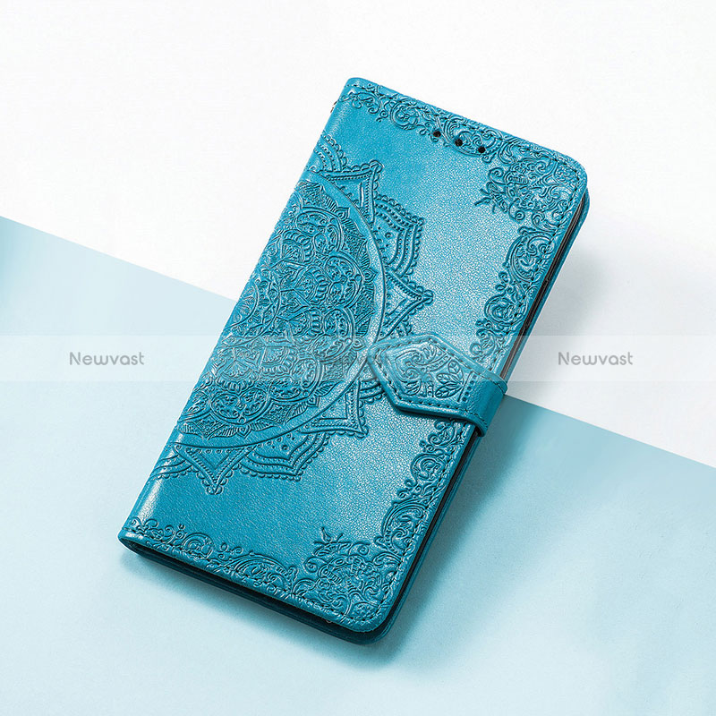Leather Case Stands Fashionable Pattern Flip Cover Holder S07D for Google Pixel 4 XL Blue