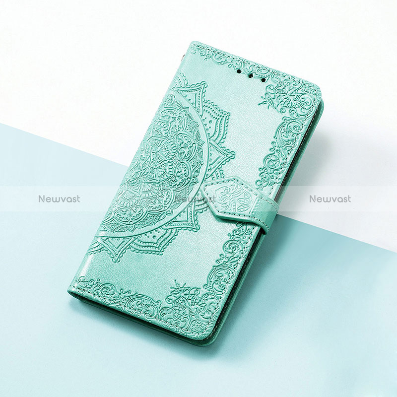 Leather Case Stands Fashionable Pattern Flip Cover Holder S07D for Google Pixel 4a 5G Green