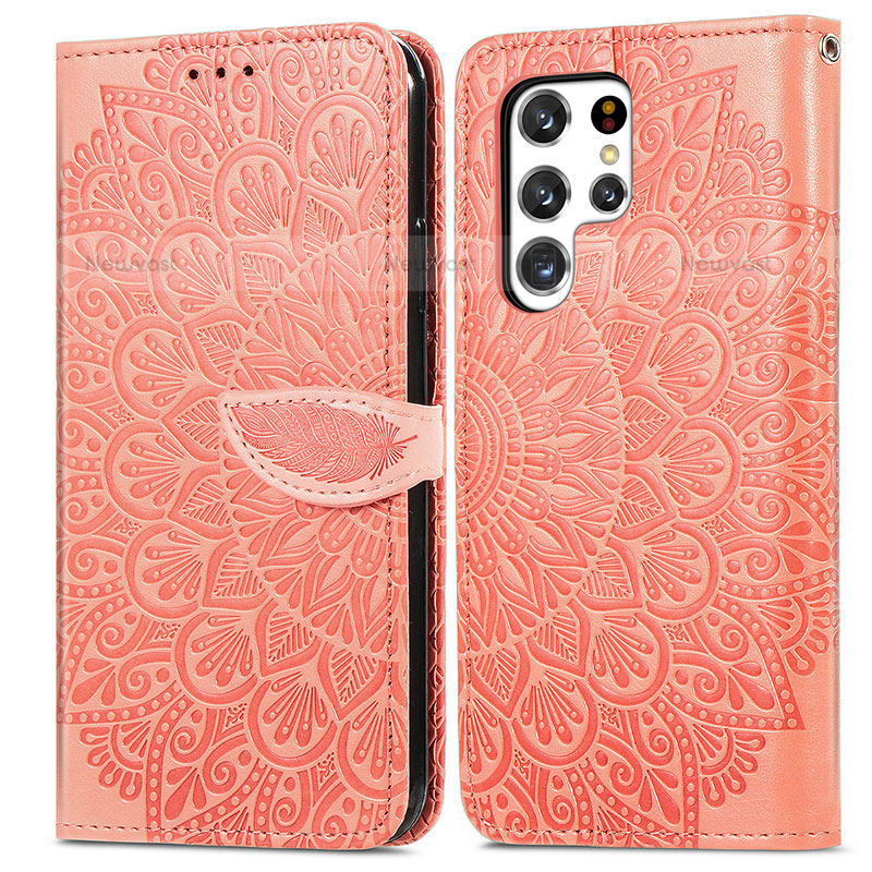 Leather Case Stands Fashionable Pattern Flip Cover Holder S07D for Samsung Galaxy S21 Ultra 5G