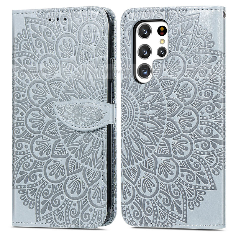 Leather Case Stands Fashionable Pattern Flip Cover Holder S07D for Samsung Galaxy S21 Ultra 5G