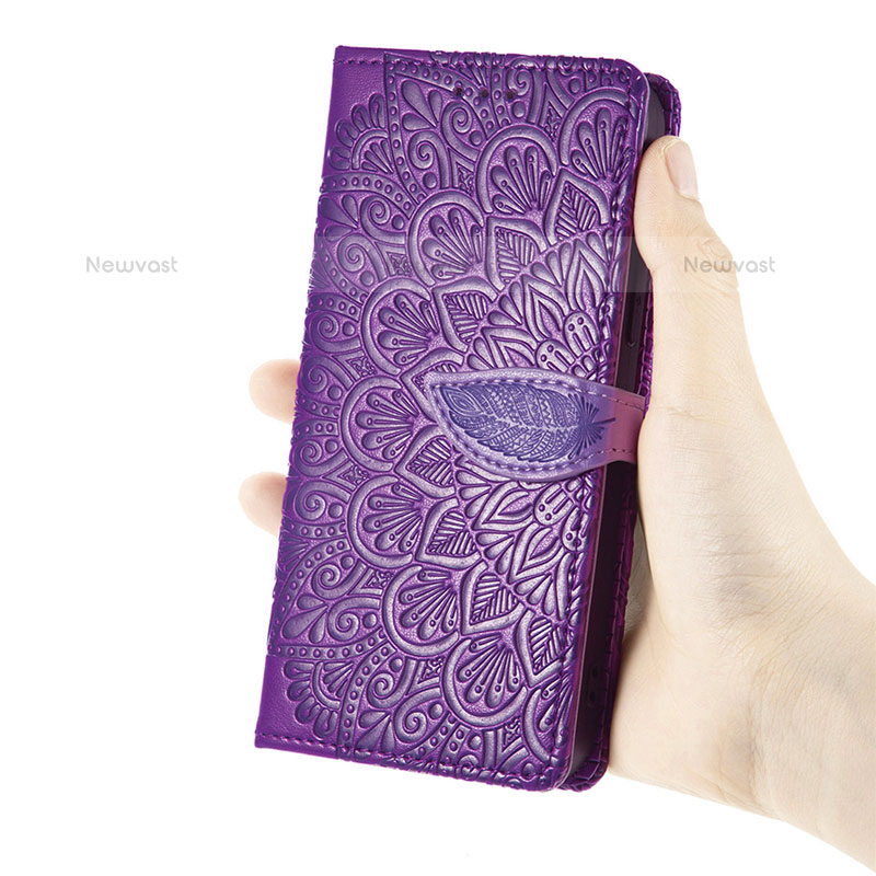 Leather Case Stands Fashionable Pattern Flip Cover Holder S07D for Samsung Galaxy S22 Ultra 5G