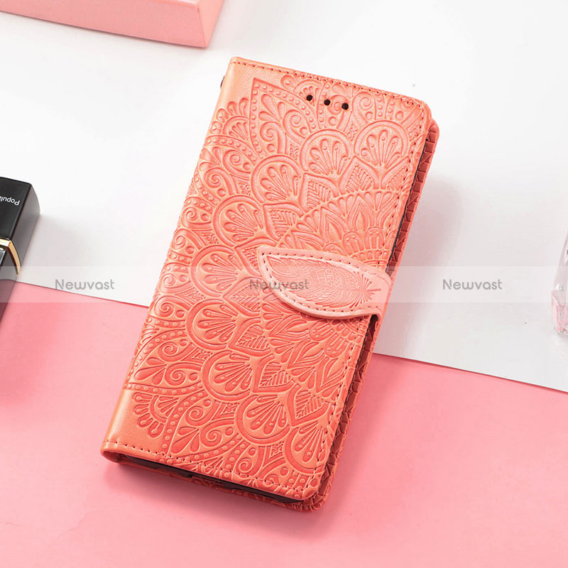 Leather Case Stands Fashionable Pattern Flip Cover Holder S08D for Huawei Honor X10 Max 5G Orange