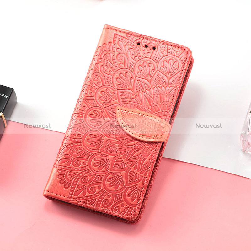 Leather Case Stands Fashionable Pattern Flip Cover Holder S08D for Huawei Honor X10 Max 5G Red