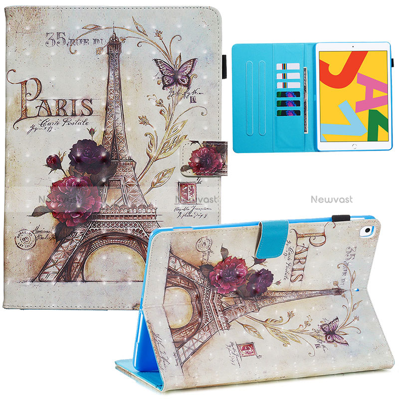 Leather Case Stands Fashionable Pattern Flip Cover Holder Y01B for Apple iPad 10.2 (2020)