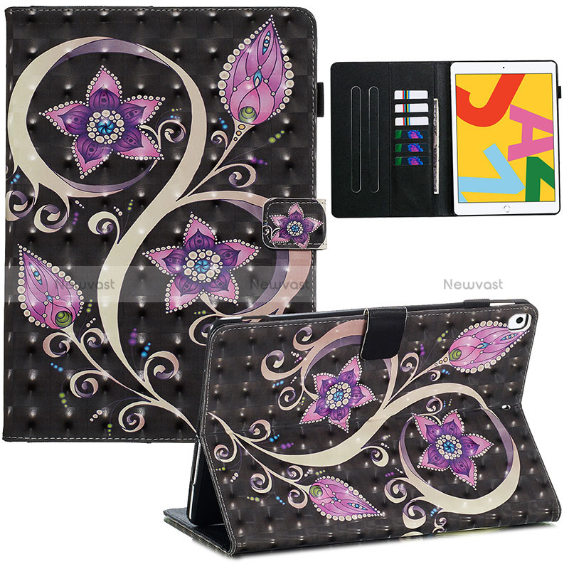 Leather Case Stands Fashionable Pattern Flip Cover Holder Y01B for Apple iPad 10.2 (2021)