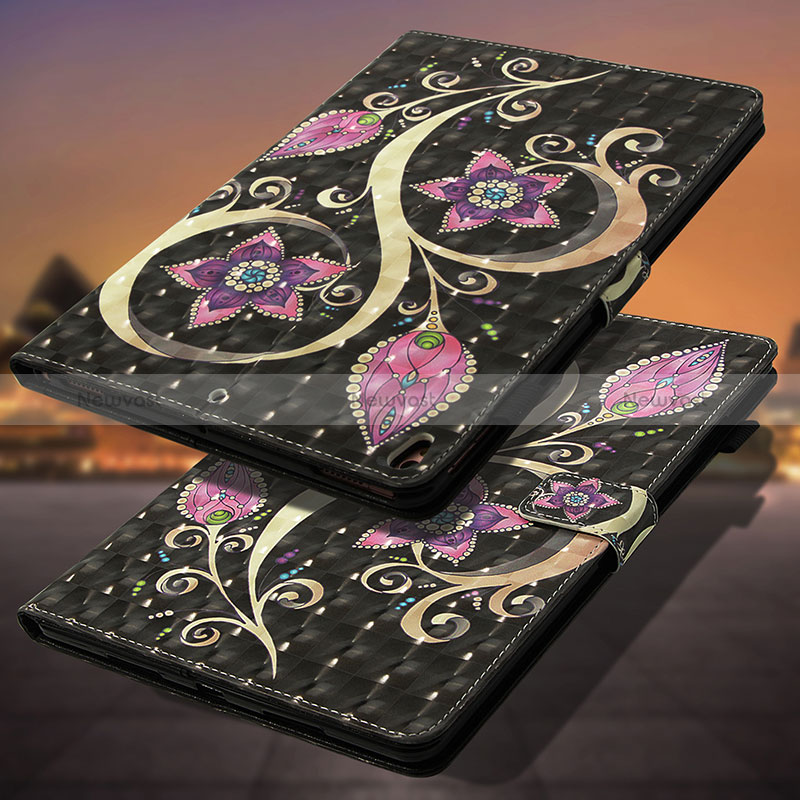 Leather Case Stands Fashionable Pattern Flip Cover Holder Y01B for Apple iPad Air 3 Black