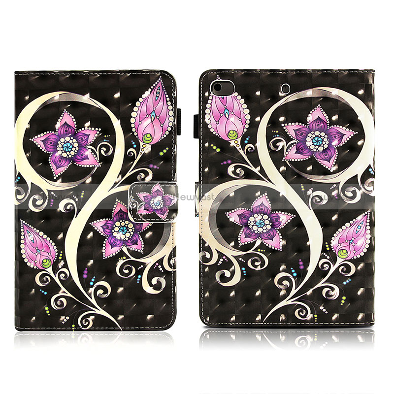 Leather Case Stands Fashionable Pattern Flip Cover Holder Y01B for Apple iPad Mini 4 Black