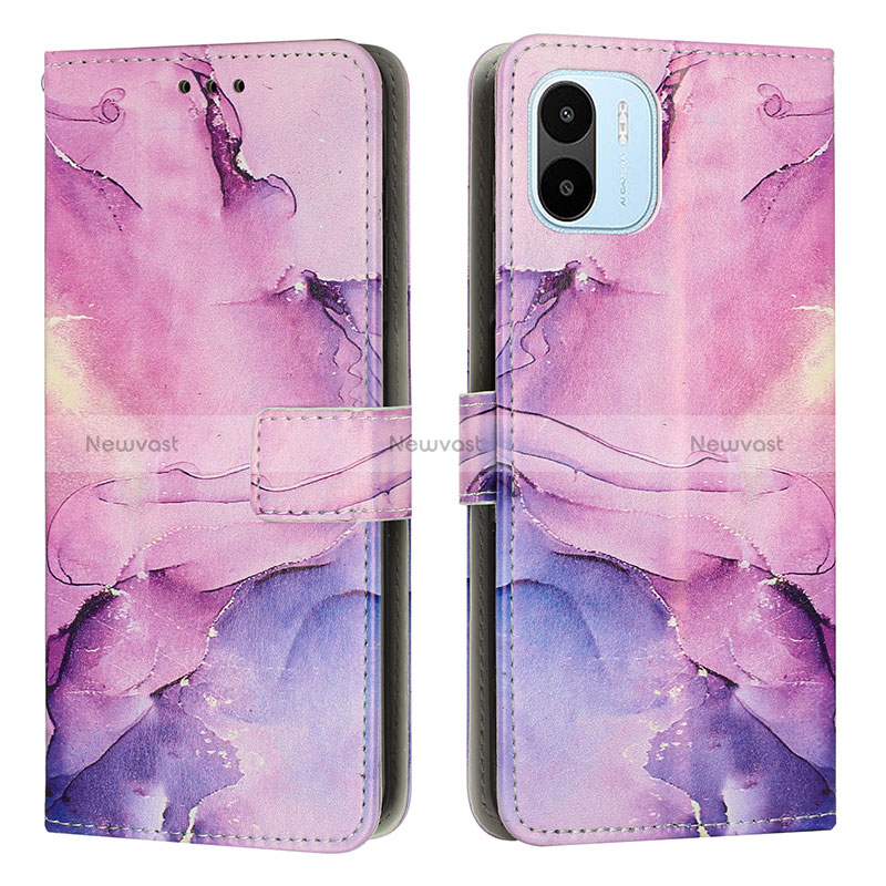 Leather Case Stands Fashionable Pattern Flip Cover Holder Y01X for Xiaomi Redmi A1 Purple