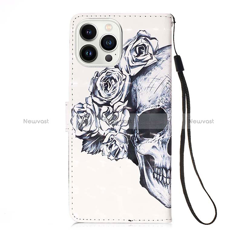 Leather Case Stands Fashionable Pattern Flip Cover Holder Y02B for Apple iPhone 14 Pro