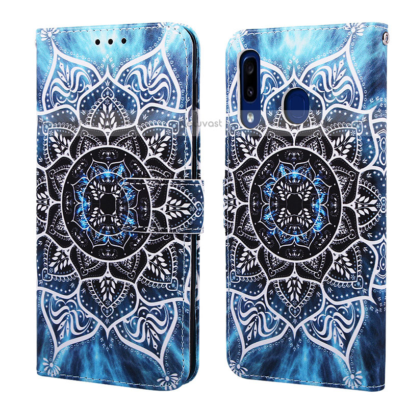 Leather Case Stands Fashionable Pattern Flip Cover Holder Y02B for Samsung Galaxy A20