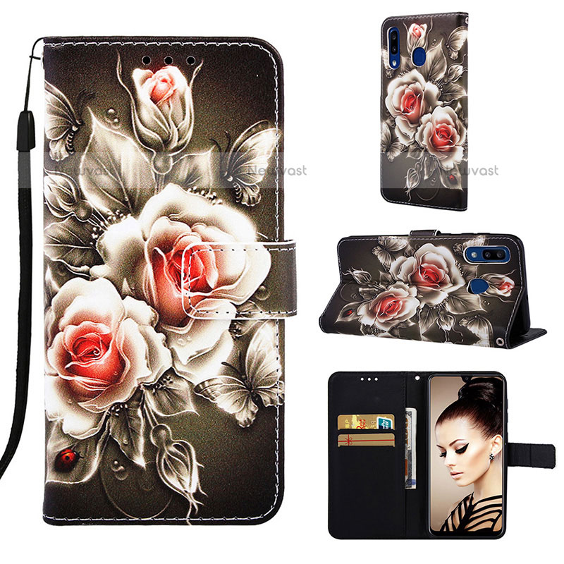 Leather Case Stands Fashionable Pattern Flip Cover Holder Y02B for Samsung Galaxy A20