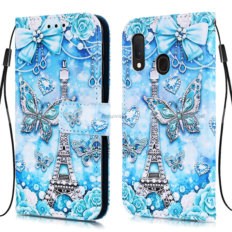 Leather Case Stands Fashionable Pattern Flip Cover Holder Y02B for Samsung Galaxy A20e