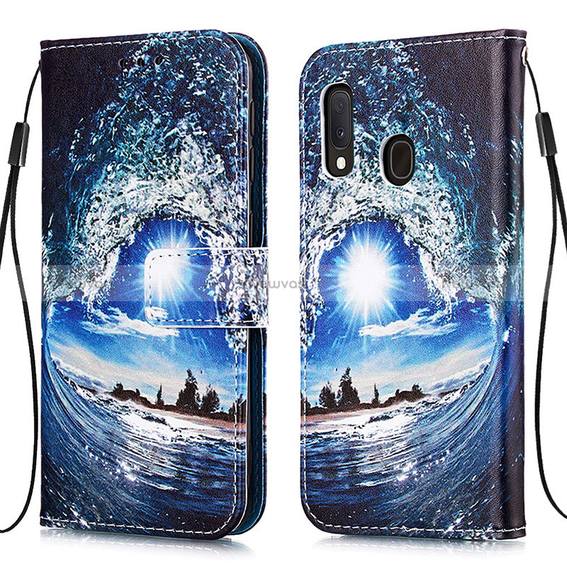 Leather Case Stands Fashionable Pattern Flip Cover Holder Y02B for Samsung Galaxy A20e