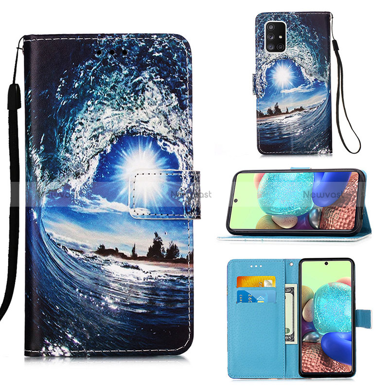 Leather Case Stands Fashionable Pattern Flip Cover Holder Y02B for Samsung Galaxy A71 5G