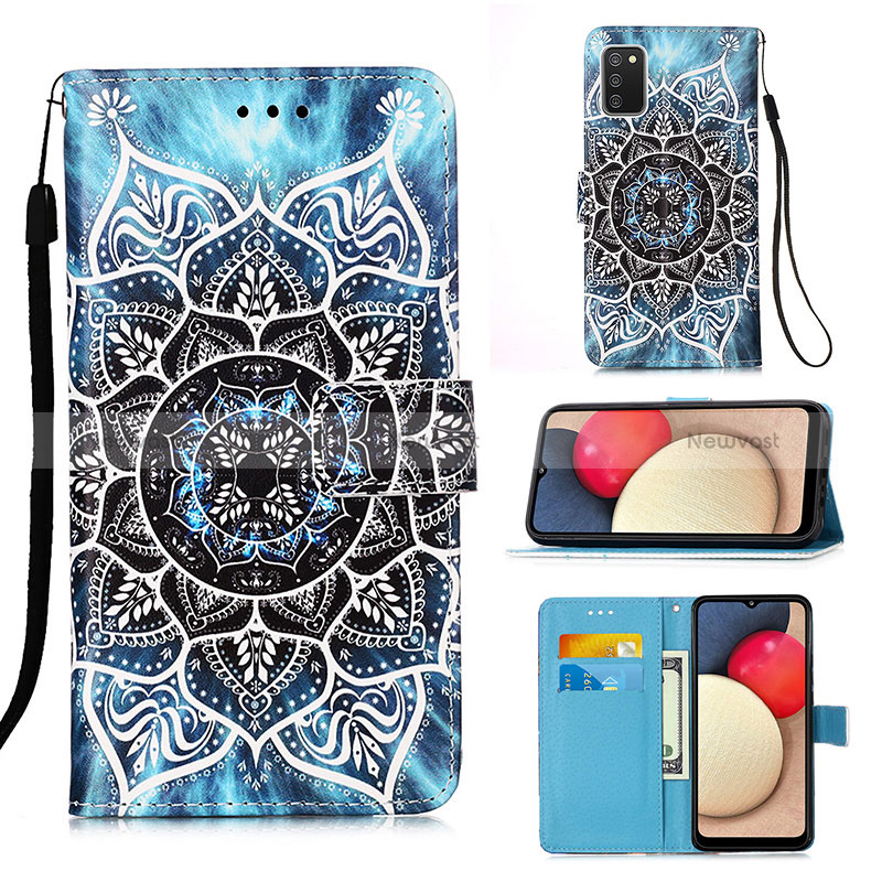 Leather Case Stands Fashionable Pattern Flip Cover Holder Y02B for Samsung Galaxy M02s