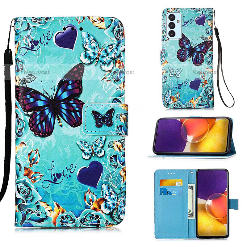 Leather Case Stands Fashionable Pattern Flip Cover Holder Y02B for Samsung Galaxy Quantum2 5G Sky Blue