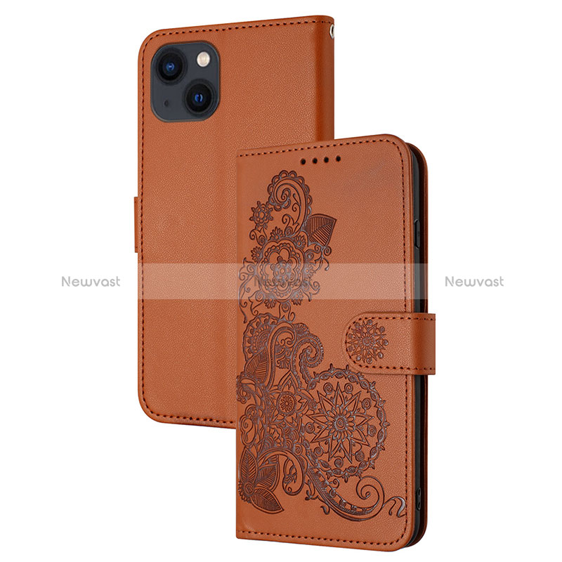 Leather Case Stands Fashionable Pattern Flip Cover Holder Y02X for Apple iPhone 14 Plus