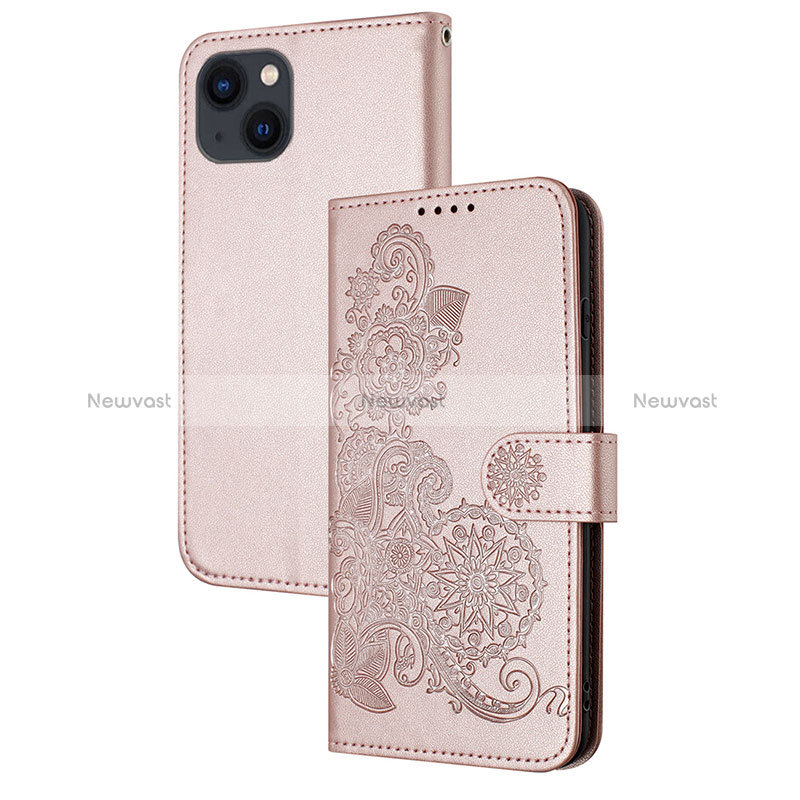 Leather Case Stands Fashionable Pattern Flip Cover Holder Y02X for Apple iPhone 14 Plus