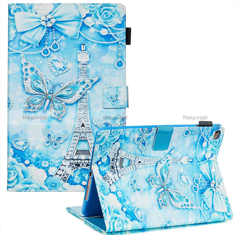 Leather Case Stands Fashionable Pattern Flip Cover Holder Y03B for Apple iPad Air 2 Mint Blue
