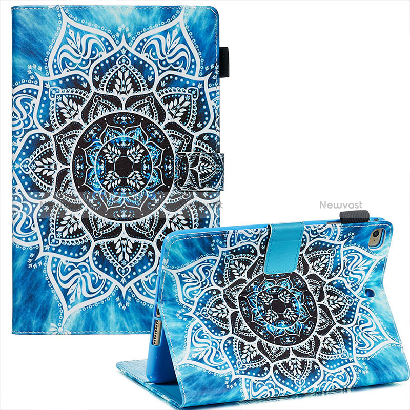 Leather Case Stands Fashionable Pattern Flip Cover Holder Y03B for Apple iPad Mini 4 Sky Blue