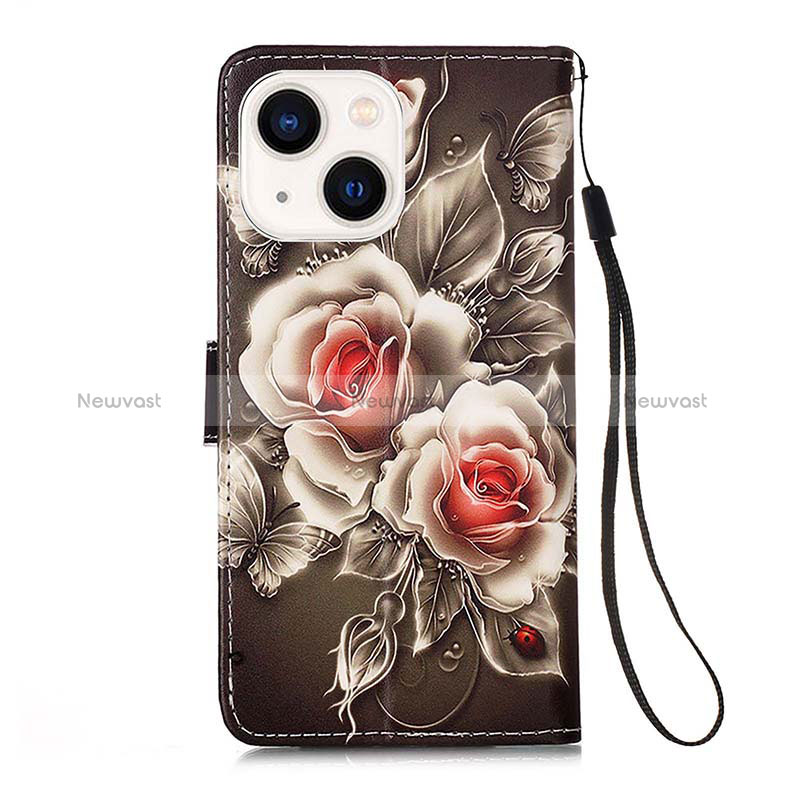 Leather Case Stands Fashionable Pattern Flip Cover Holder Y03B for Apple iPhone 14