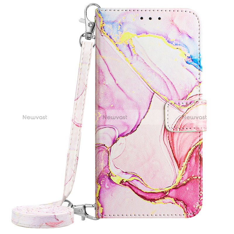 Leather Case Stands Fashionable Pattern Flip Cover Holder Y03B for Huawei Honor Magic5 Pro 5G Pink