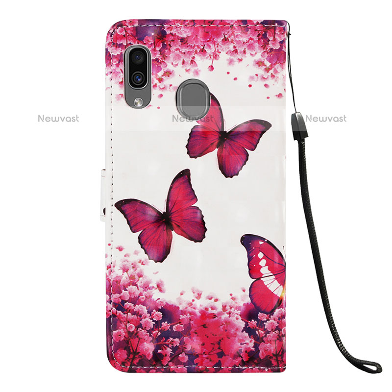 Leather Case Stands Fashionable Pattern Flip Cover Holder Y03B for Samsung Galaxy A20