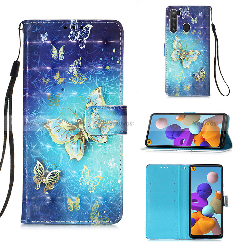 Leather Case Stands Fashionable Pattern Flip Cover Holder Y03B for Samsung Galaxy A21