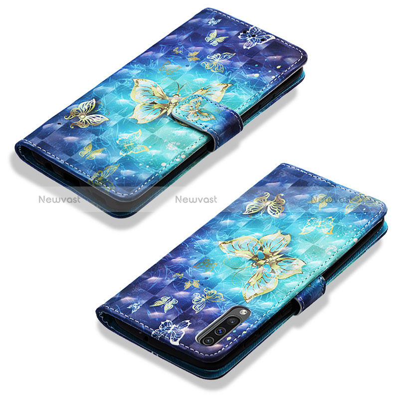 Leather Case Stands Fashionable Pattern Flip Cover Holder Y03B for Samsung Galaxy A50S Sky Blue