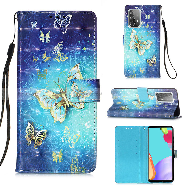 Leather Case Stands Fashionable Pattern Flip Cover Holder Y03B for Samsung Galaxy A52 5G