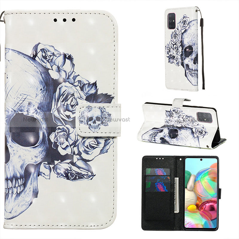 Leather Case Stands Fashionable Pattern Flip Cover Holder Y03B for Samsung Galaxy A71 5G