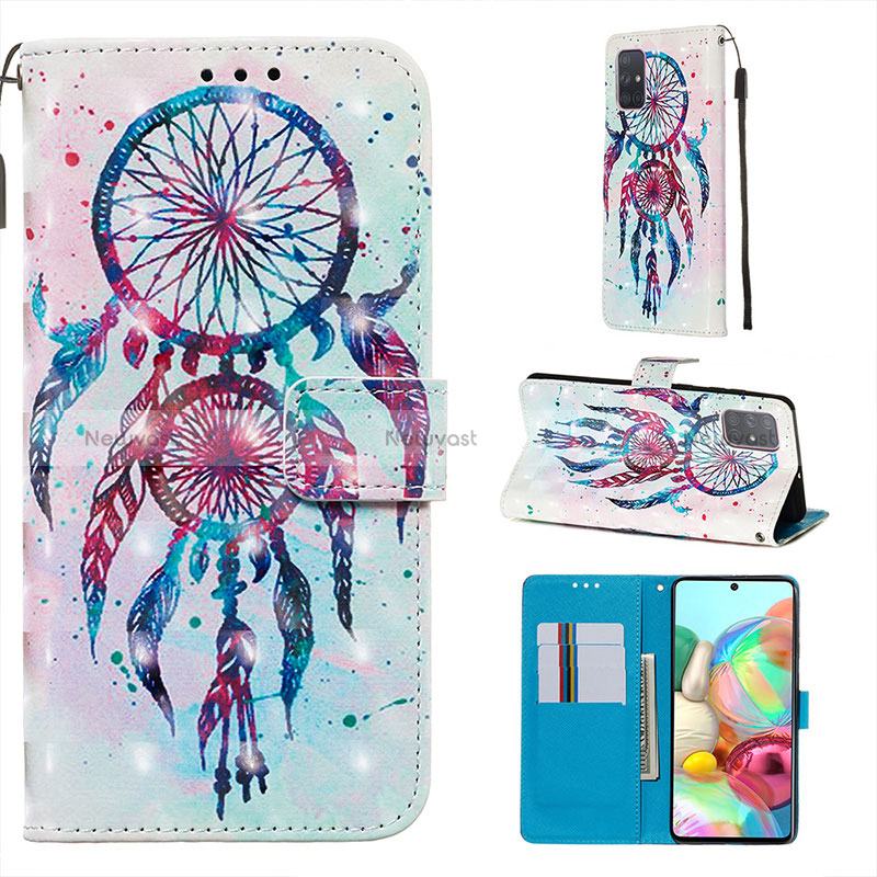 Leather Case Stands Fashionable Pattern Flip Cover Holder Y03B for Samsung Galaxy A71 5G Mixed