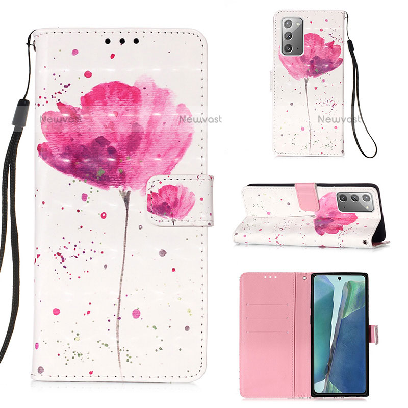 Leather Case Stands Fashionable Pattern Flip Cover Holder Y03B for Samsung Galaxy Note 20 5G