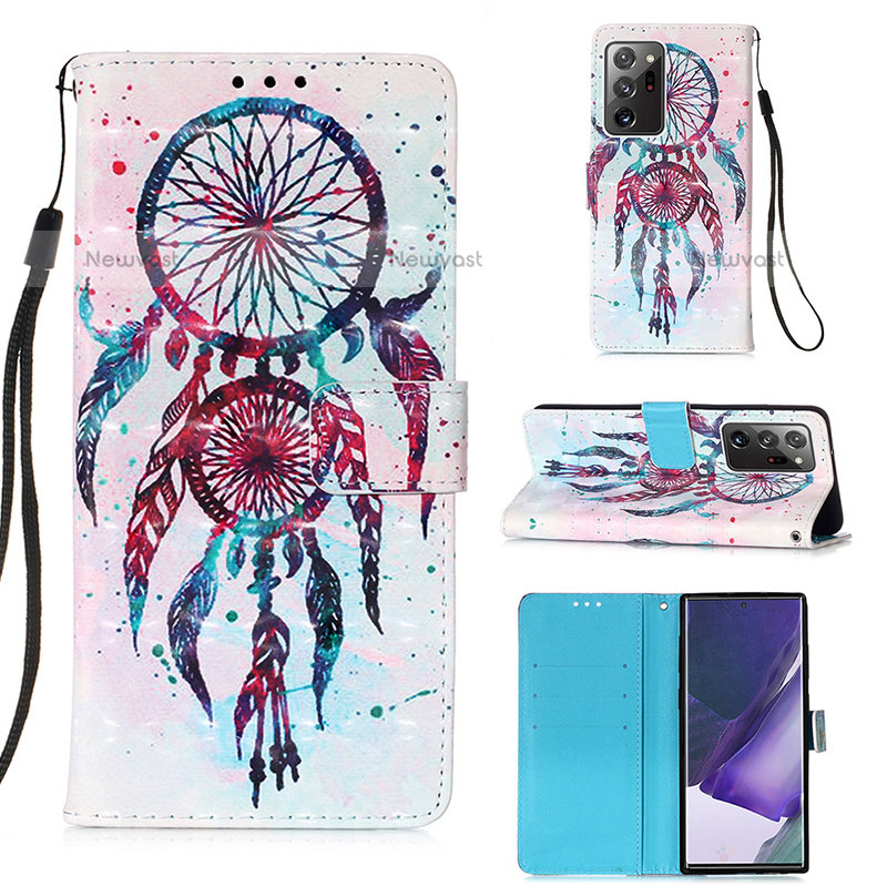 Leather Case Stands Fashionable Pattern Flip Cover Holder Y03B for Samsung Galaxy Note 20 Ultra 5G Mixed