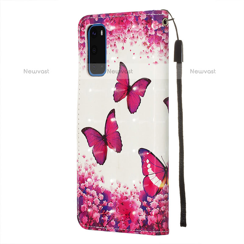 Leather Case Stands Fashionable Pattern Flip Cover Holder Y03B for Samsung Galaxy S20