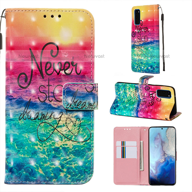 Leather Case Stands Fashionable Pattern Flip Cover Holder Y03B for Samsung Galaxy S20
